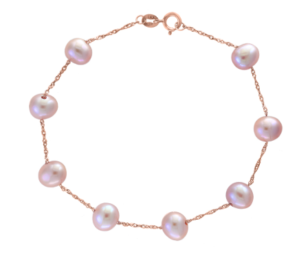 7.5 inch rose gold fresh water pearl bracelter