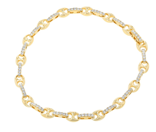 yellow gold diamond and link bracelet 