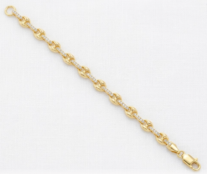 yellow gold diamond and link bracelet 