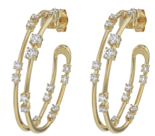 14kt yellow gold double row hoop earrings 