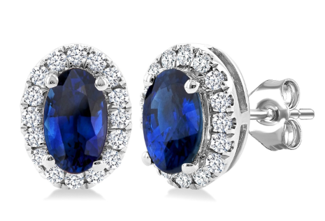 Sapphire diamond halo stud earrings 