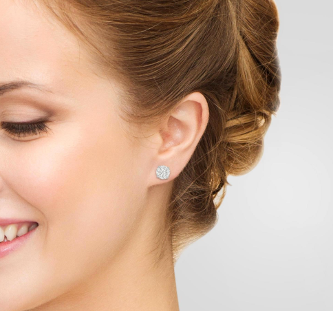 Diamond halo stud earrings 