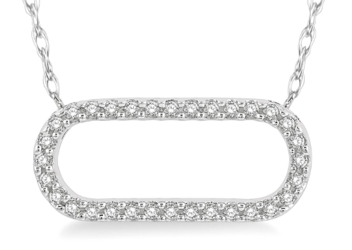 White Gold Diamond paperclip pendant 