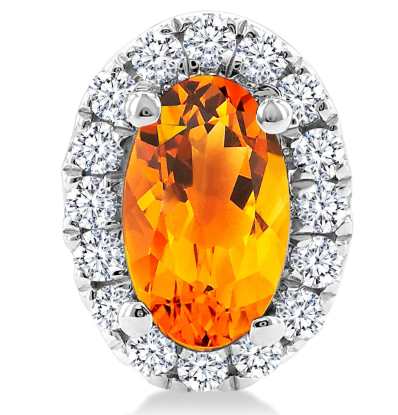 Oval Citrine diamond halo earrings 