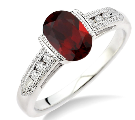 14kt white gold Garnet ring 