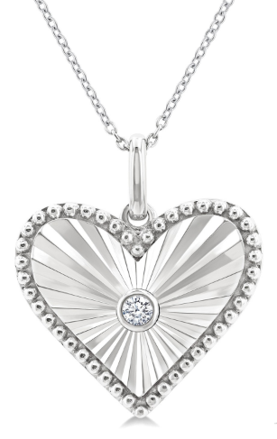 Sterling Silver Diamond Cut Heart with a center diamond