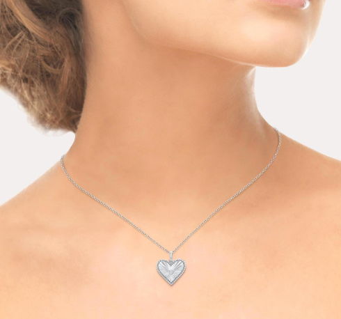 Sterling Silver Diamond Cut Heart with a center diamond