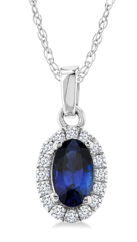 Sapphire Diamond Halo Pendant