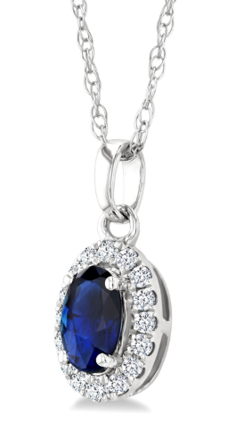 Sapphire Diamond Halo Pendant