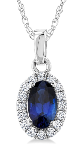 Sapphire Diamond Halo Pendant