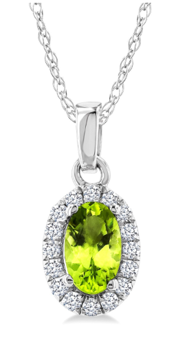 Peridot Diamond Halo Pendant