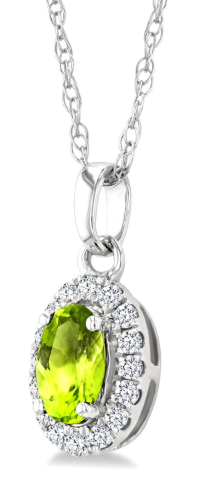 Peridot Diamond Halo Pendant
