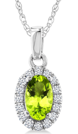 Peridot Diamond Halo Pendant
