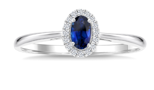 10kt white gold Sapphire & Diamond Halo Ring