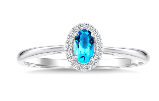10kt white gold Blue Topaz & Diamond Halo Ring