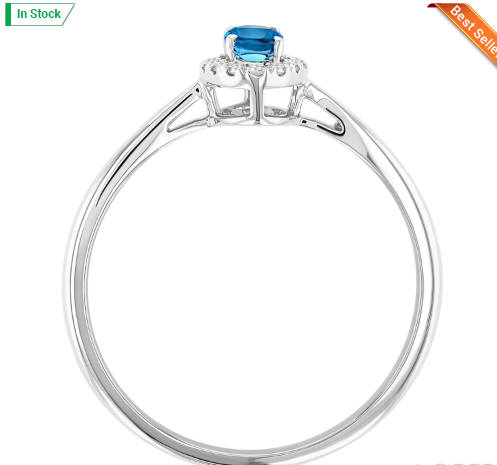 10kt white gold Blue Topaz & Diamond Halo Ring
