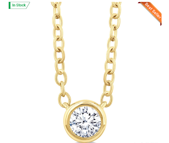 Round Diamond Bezel solitaire necklace 