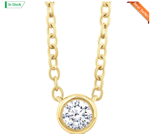 Round Diamond Bezel solitaire necklace 
