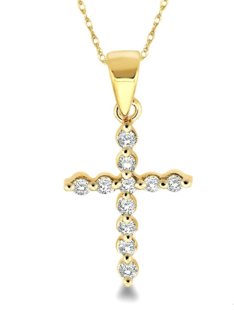 10kt yellow gold diamond cross