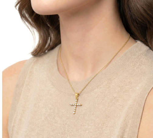 10kt yellow gold diamond cross