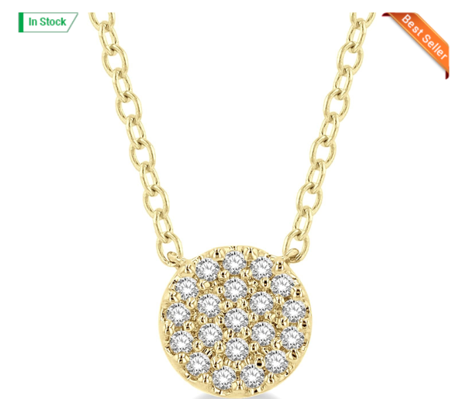 10kt yellow gold diamond disc pendant