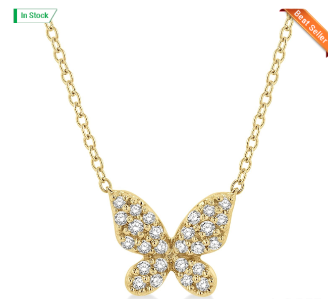 10kt yellow gold diamond butterfly pendant