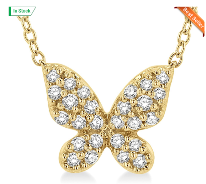 10kt yellow gold diamond butterfly pendant
