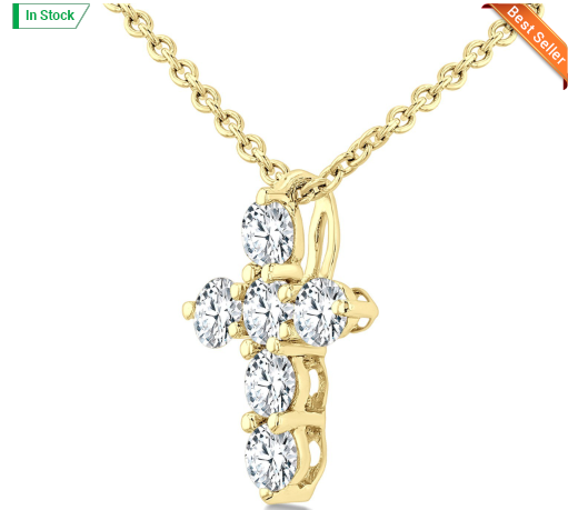 10kt yellow gold diamond cross pendant 