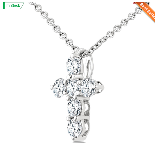 14kt white gold diamond cross pendant 