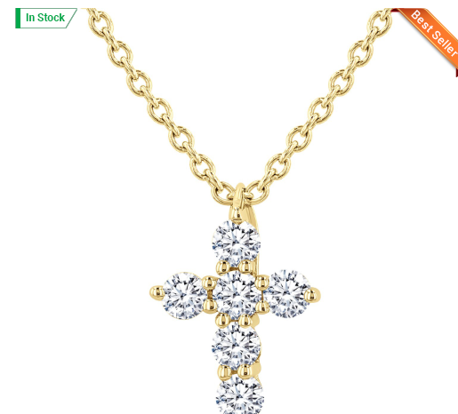 14kt yellow gold diamond cross pendant