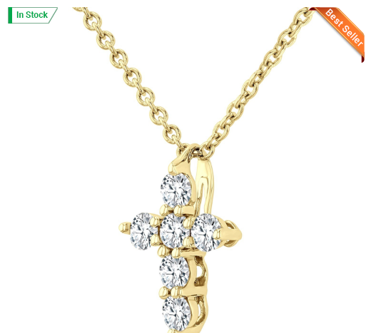 14kt yellow gold diamond cross pendant