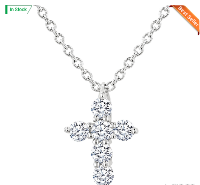 14kt white gold diamond cross