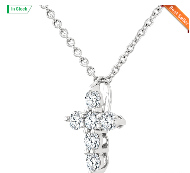 14kt white gold diamond cross