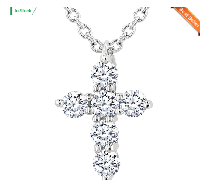 14kt white gold 0.35 carat diamond cross pendant 