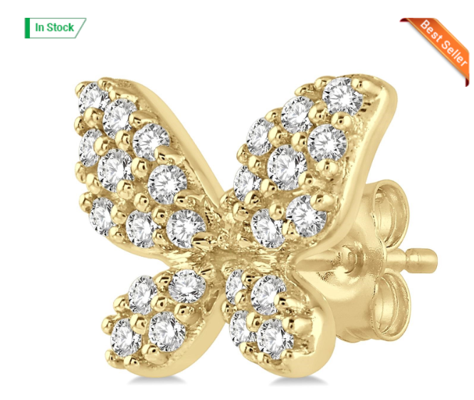 10kt yellow gold diamond butterfly earrings 