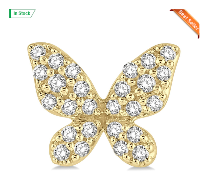 10kt yellow gold diamond butterfly earrings 