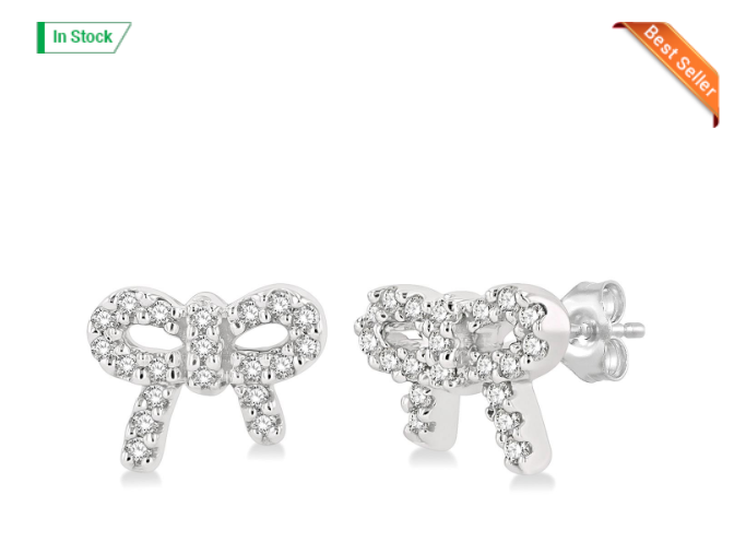 0.12 carat diamond bow earrings 