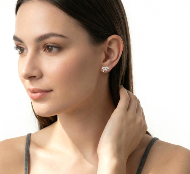 0.12 carat diamond bow earrings 