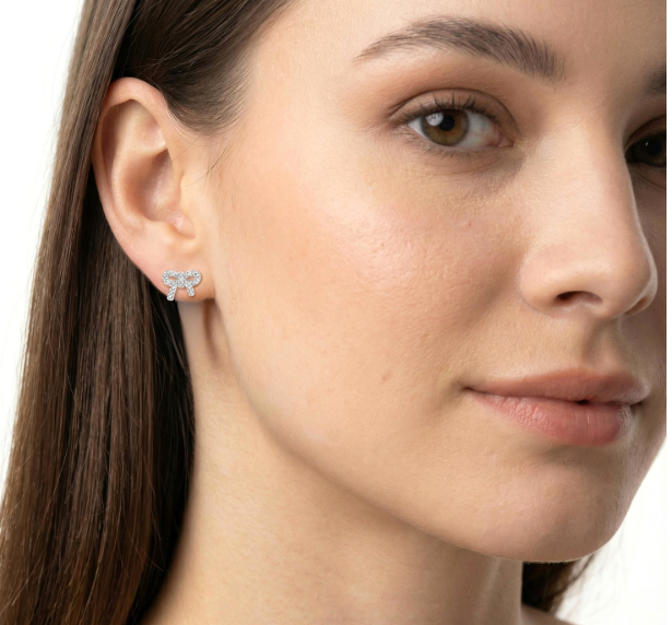 0.12 carat diamond bow earrings 