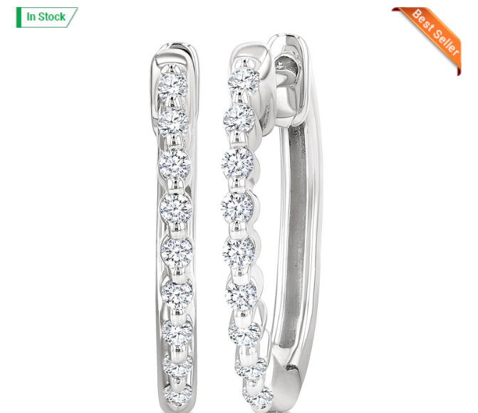 sterling silver diamond huggies