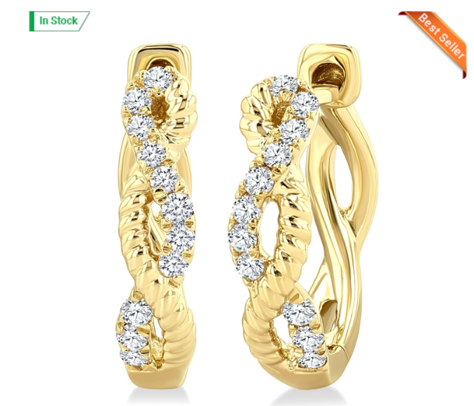 10kt yellow gold diamond fashion earrings 