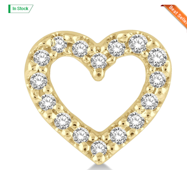 10kt yellow gold heart diamond stud earrings 