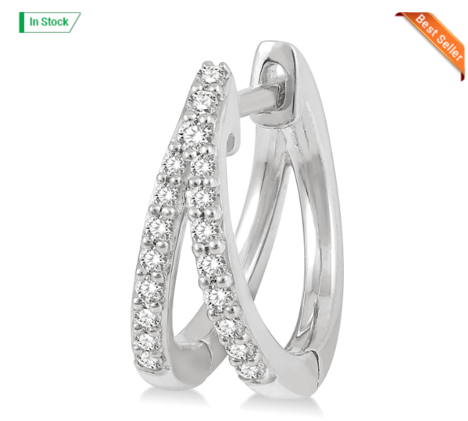 10kt white gold split diamond huggies 