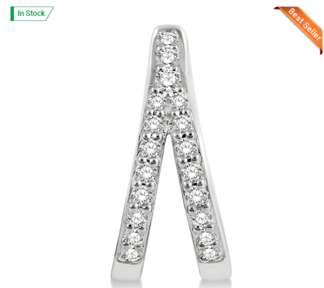 10kt white gold split diamond huggies 