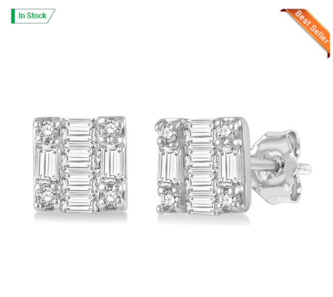 10kt white gold diamond fashion earrings 