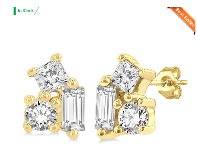 10kt yellow gold diamond fashion earrings 