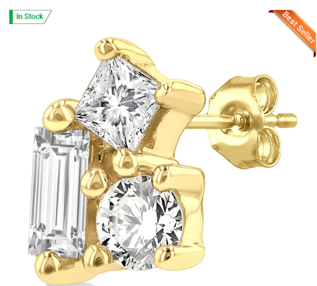 10kt yellow gold diamond fashion earrings 