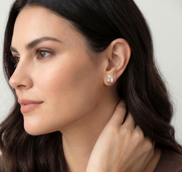 10kt yellow gold diamond fashion earrings 