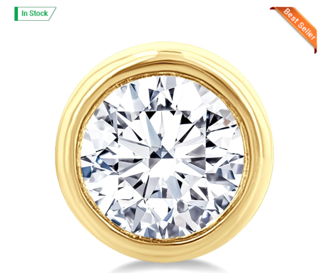10kt yellow gold bezel set round diamond studs