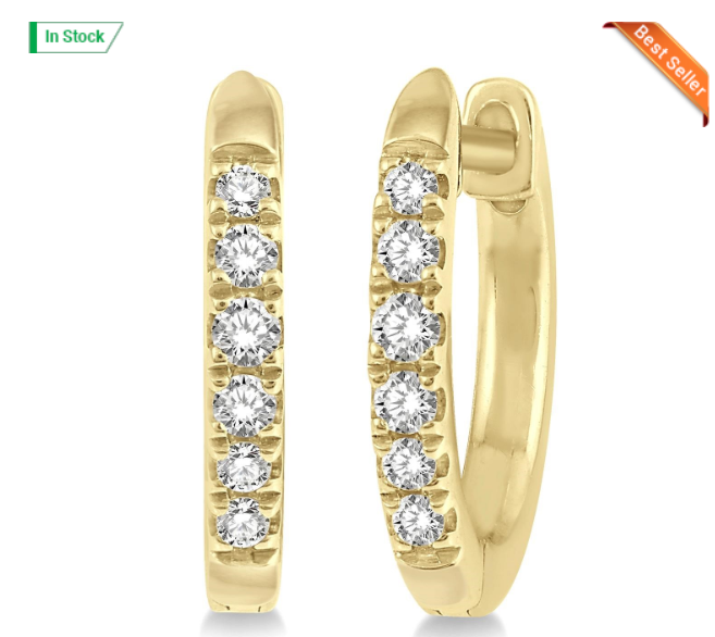 10kt yellow gold diamond huggies